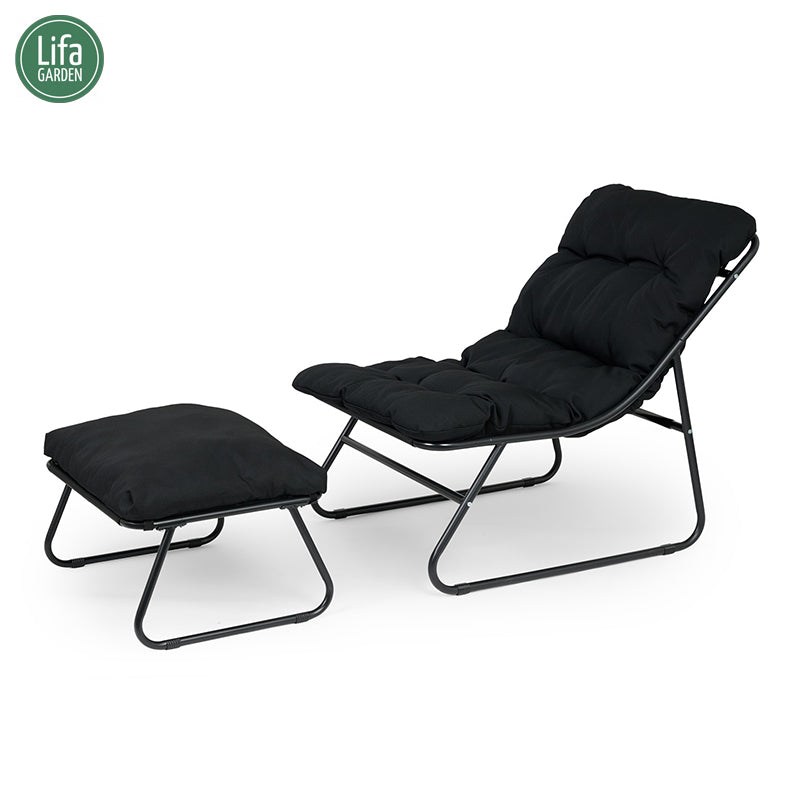 Lounge Stoel met Voetenbank – Comfortabele Relaxstoel voor Binnen & Buiten