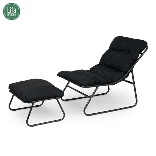 Lounge Stoel met Voetenbank – Comfortabele Relaxstoel voor Binnen & Buiten