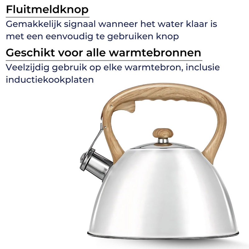 MPM Fluitketel 3L – RVS Waterkoker voor Alle Warmtebronnen