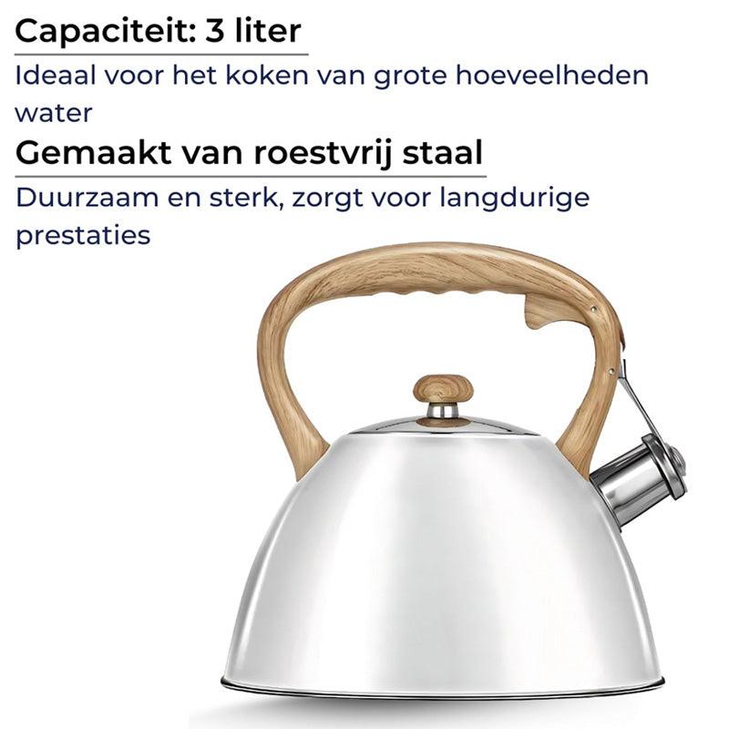 MPM Fluitketel 3L – RVS Waterkoker voor Alle Warmtebronnen