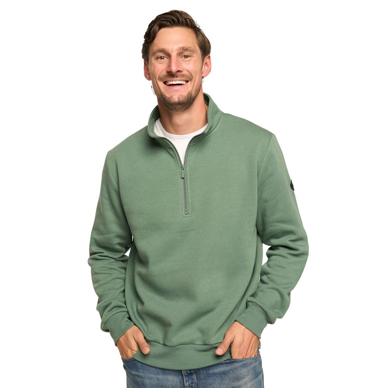 Half Zip Sweater in Navy, Duck Green & Fungi