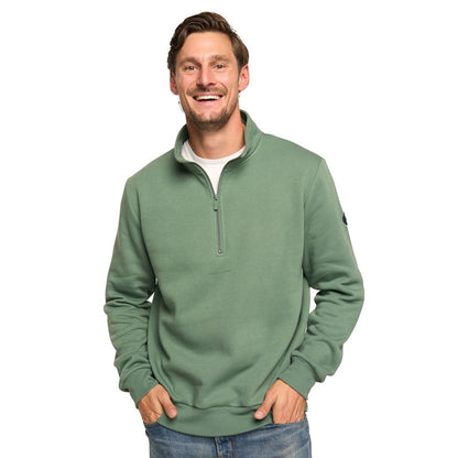 Half Zip Sweater in Navy, Duck Green & Fungi