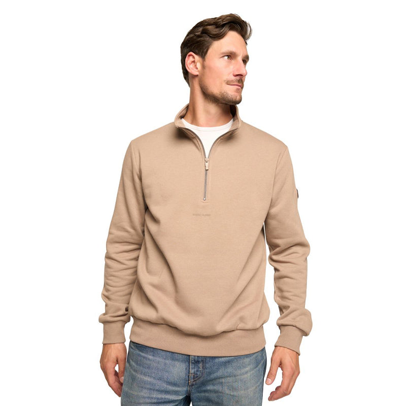 Half Zip Sweater in Navy, Duck Green & Fungi