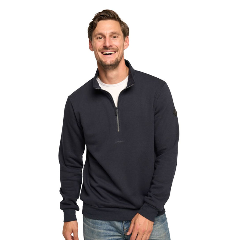 Half Zip Sweater in Navy, Duck Green & Fungi