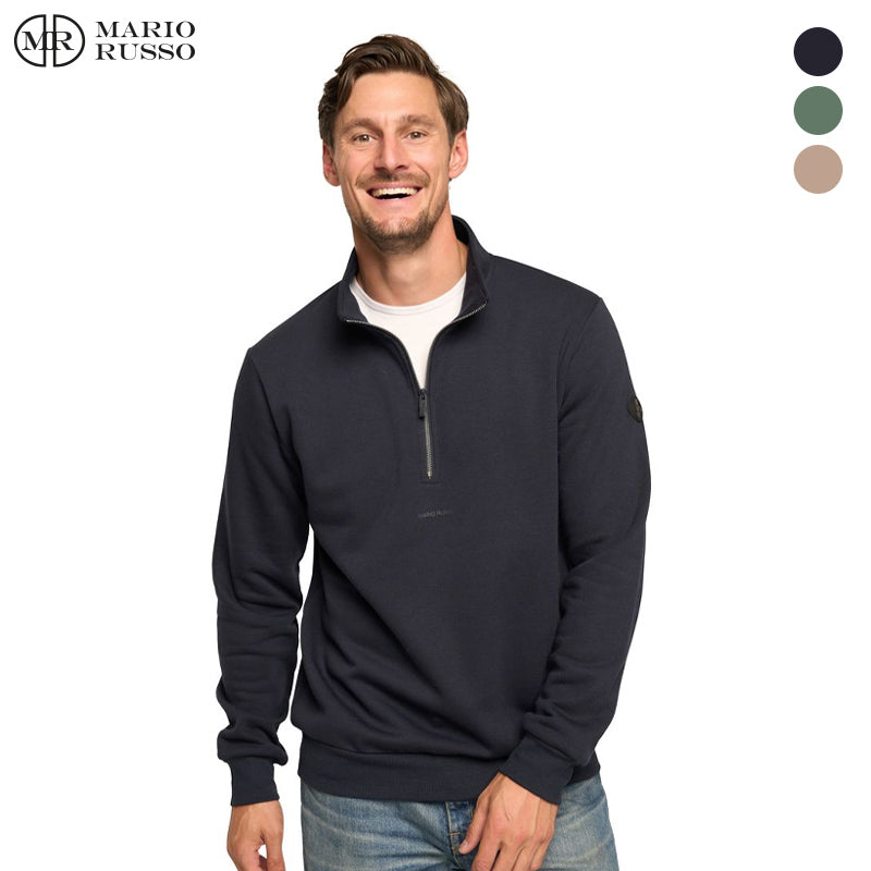 Half Zip Sweater in Navy, Duck Green & Fungi