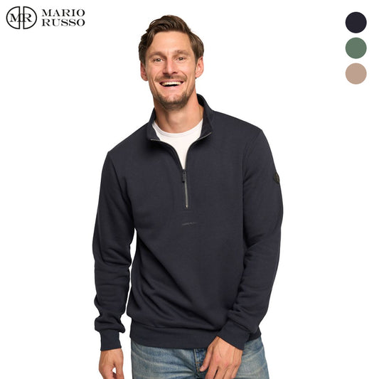 Half Zip Sweater in Navy, Duck Green & Fungi