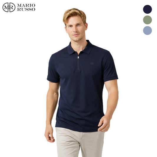 Mario Russo Polo Lorenzo Zipped – Heren Polo met Rits in Stijlvolle Kleuren