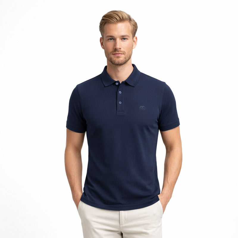Mario Russo Polo Vittorio Button-Up – Heren Polo van 100% Katoen met Stijlvolle Knoopsluiting