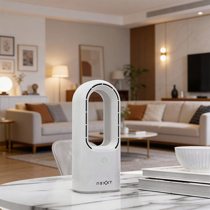 NEXXT Bladeless Ventilator met LED Licht – Stille Tafelventilator zonder Bladen