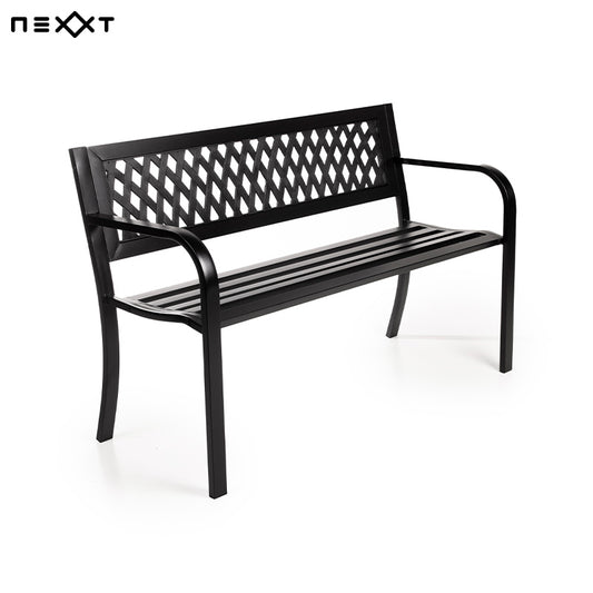 Nexxt Stalen Tuinbank met Hoes – 2-Persoons Tuinbank Zwart Weerbestendig