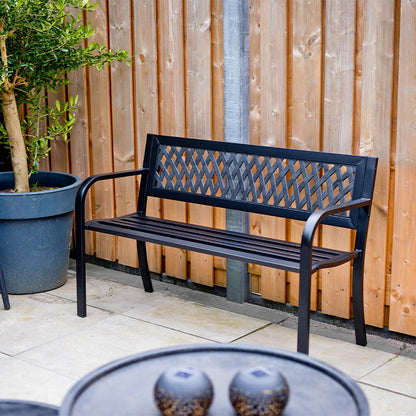 Nexxt Stalen Tuinbank met Hoes – 2-Persoons Tuinbank Zwart Weerbestendig