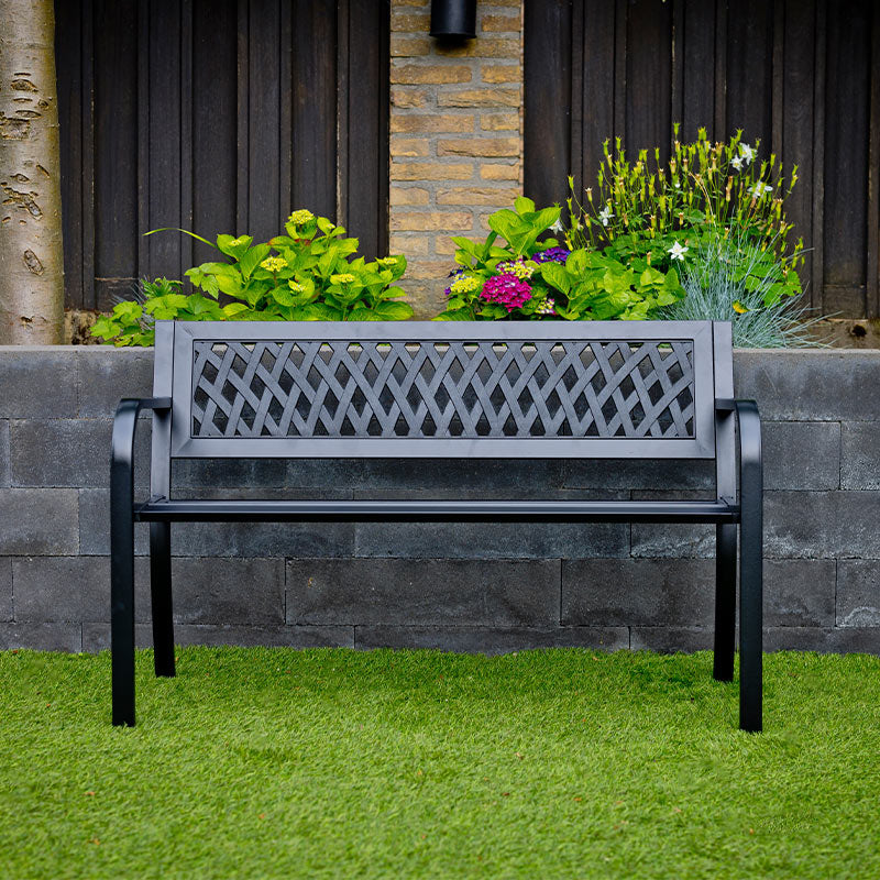 Nexxt Stalen Tuinbank met Hoes – 2-Persoons Tuinbank Zwart Weerbestendig