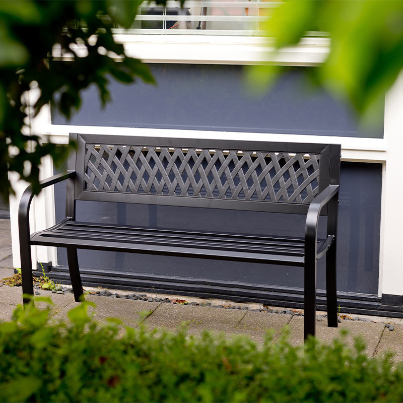 Nexxt Stalen Tuinbank met Hoes – 2-Persoons Tuinbank Zwart Weerbestendig