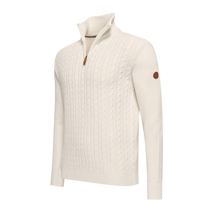 Selt Half Zip Kabeltrui – Tijdloze Stijl en Comfort in Ecru & Navy