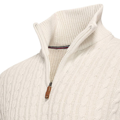 Selt Half Zip Kabeltrui – Tijdloze Stijl en Comfort in Ecru & Navy
