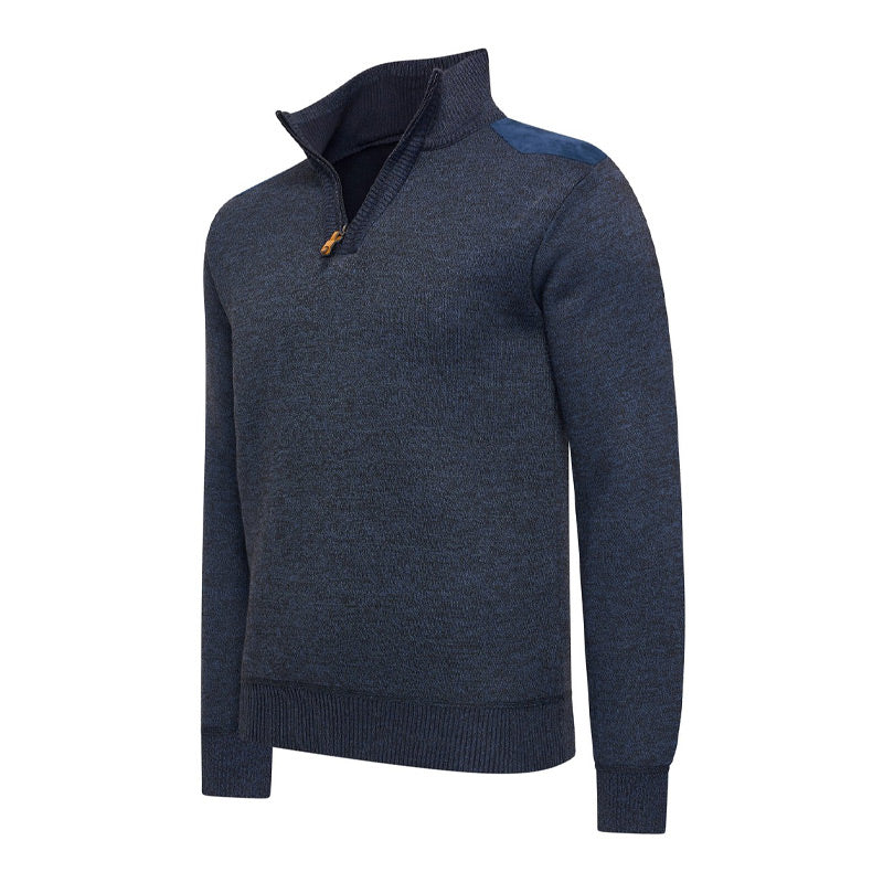 Half Zip Trui Sipan – Stijlvolle Warmte in Indigo en Beige