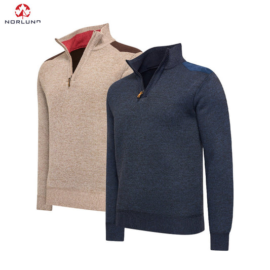 Half Zip Trui Sipan – Stijlvolle Warmte in Indigo en Beige