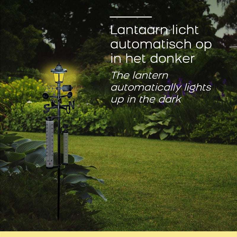 Orange Donkey Solar Weerstation 3-in-1 – Tuin Weerstation met Regenmeter, Windmeter & Thermometer