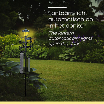 Orange Donkey Solar Weerstation 3-in-1 – Tuin Weerstation met Regenmeter, Windmeter & Thermometer
