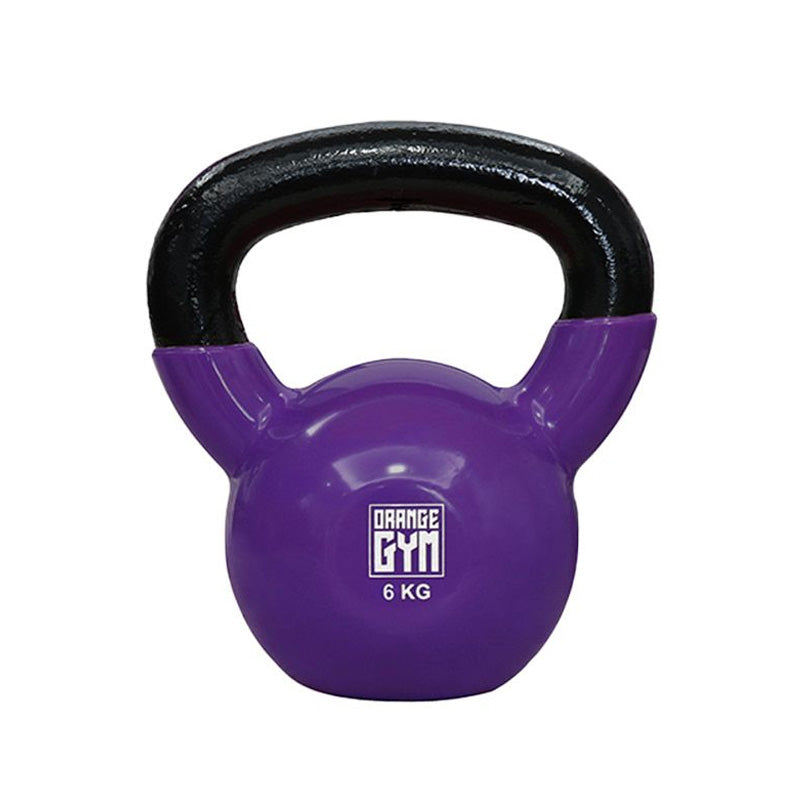 Orange Gym Vinyl Kettlebell 6KG – Comfortabele Fitness Kettlebell voor Thuis