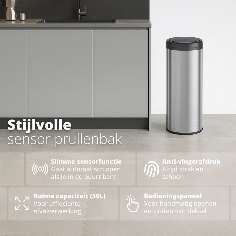 Peak Sensor Prullenbak 50L – Hygiënisch en Modern