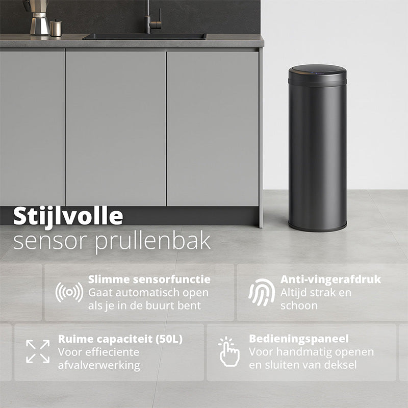 Peak Sensor Prullenbak 50L – Hygiënisch en Modern