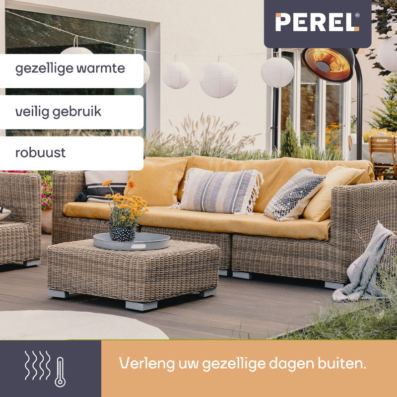 Perel Patio Heater Lantern 2000W – Staande Terrasverwarmer
