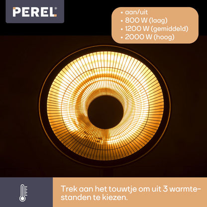 Perel Patio Heater Lantern 2000W – Staande Terrasverwarmer