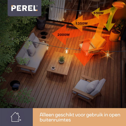 Perel Hangende Terrasverwarmer – 2000 W