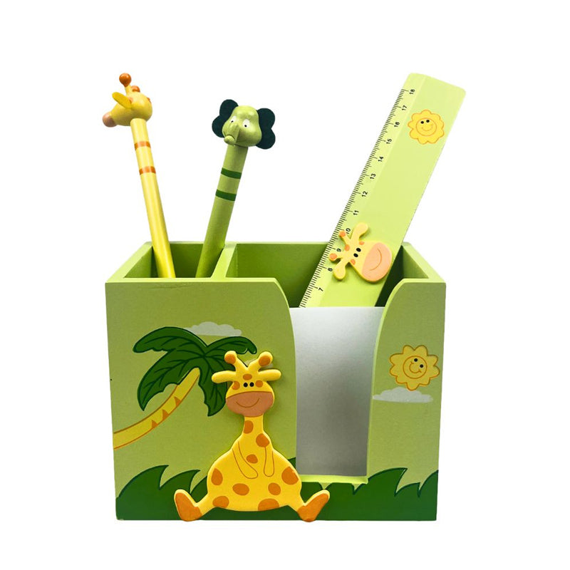 Playwood Etui Giraf – Houten Pennendoos met Potloden & Liniaal