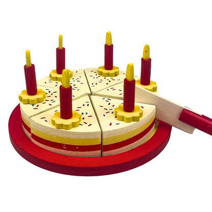 Playwood Houten Verjaardagstaart Speelset – Kinder Speelgoed Taart in Opbergkoffer