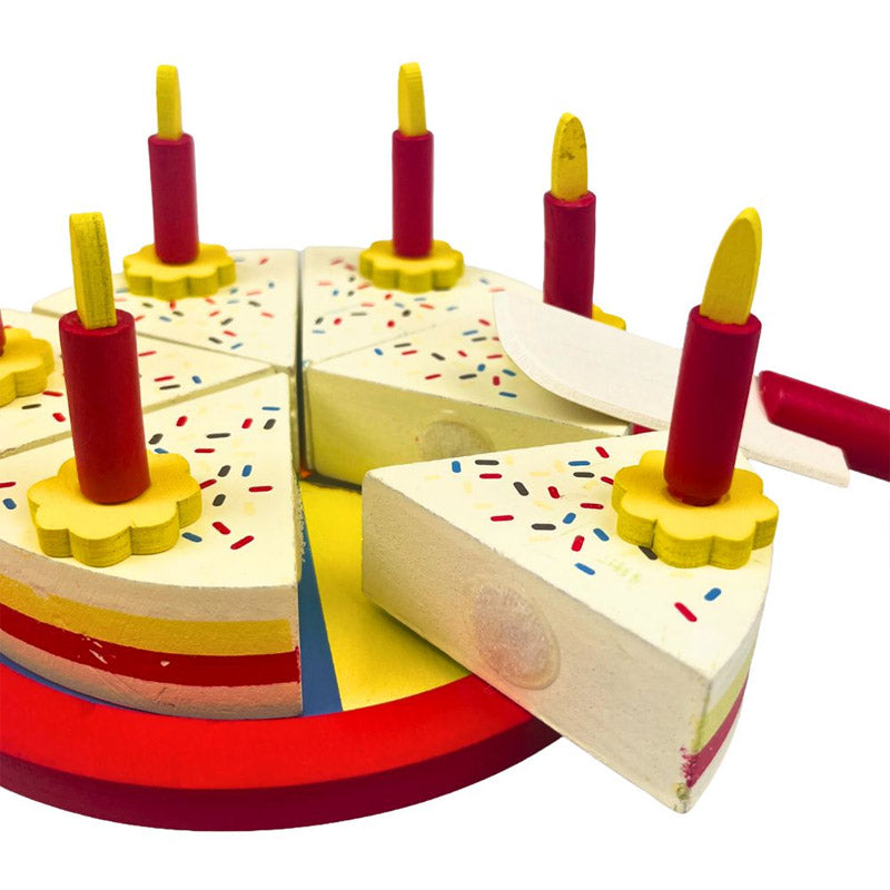 Playwood Houten Verjaardagstaart Speelset – Kinder Speelgoed Taart in Opbergkoffer
