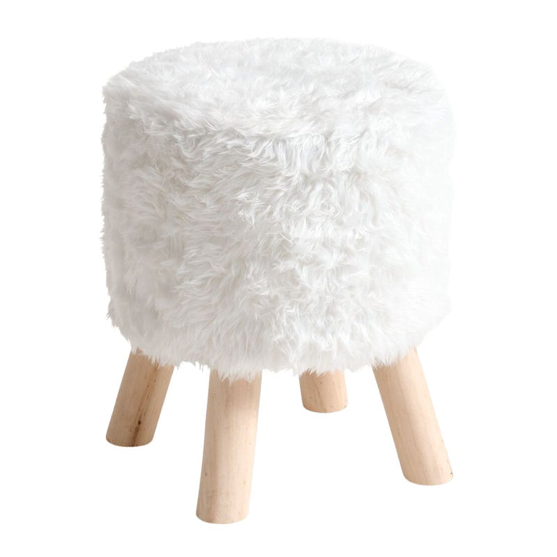 Teddy Poef Wit met Houten Poten – 40cm Hoog