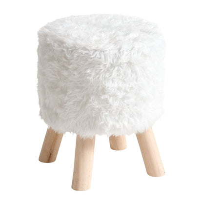 Teddy Poef Wit met Houten Poten – 40cm Hoog