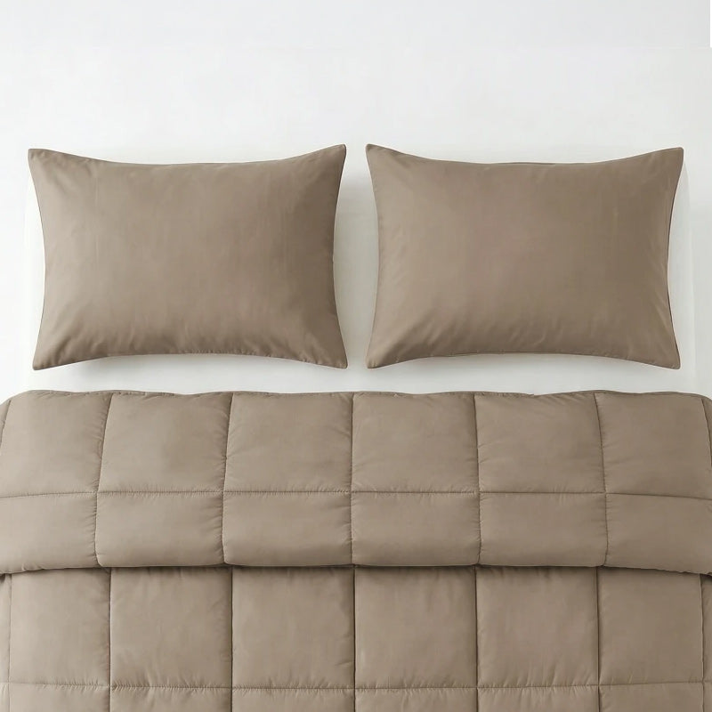 Lazy Percale Kussenslopen 2‑Pack – Antraciet, Taupe & Beige (60×70 cm)