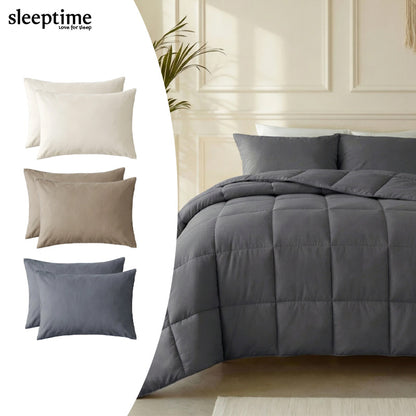 Lazy Percale Kussenslopen 2‑Pack – Antraciet, Taupe & Beige (60×70 cm)