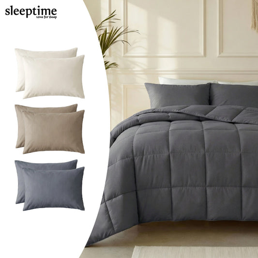 Lazy Percale Kussenslopen 2‑Pack – Antraciet, Taupe & Beige (60×70 cm)