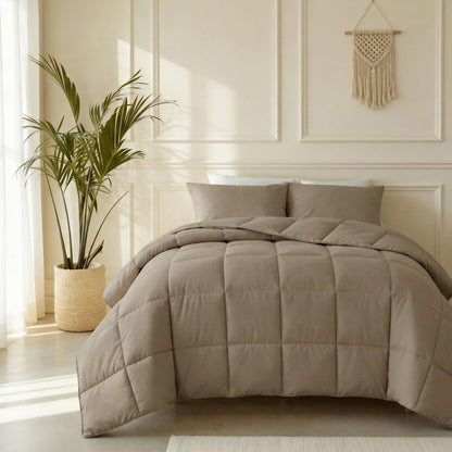 Lazy Dekbed Percale – Antraciet, Taupe & Beige