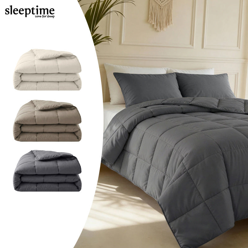 Lazy Dekbed Percale – Antraciet, Taupe & Beige