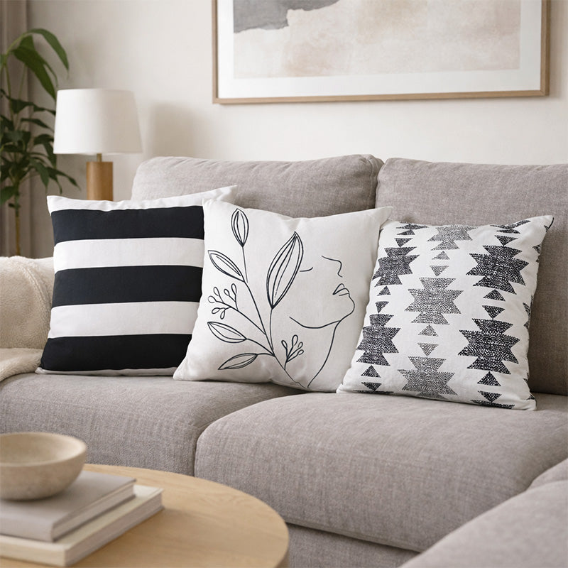 Quentin Sierkussen 45x45 cm – Moderne Zwart/Wit Designs met Vulling
