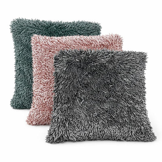 Shaggy Sierkussens 40x40 cm 2-Pack – Zachte Katoenen Kussens in 3 Kleuren
