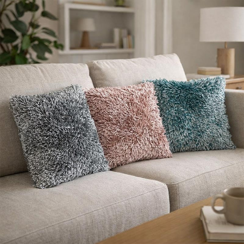 Shaggy Sierkussens 40x40 cm 2-Pack – Zachte Katoenen Kussens in 3 Kleuren
