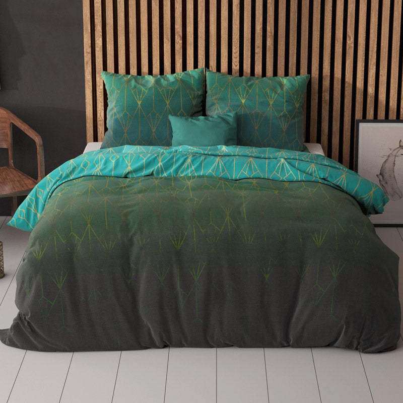 1+1 actie - Dekbedovertrek Bowen Groen