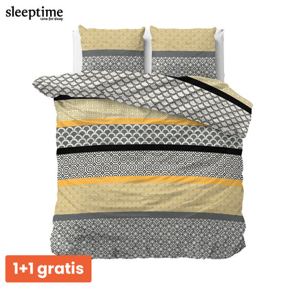 1+1 actie - Dekbedovertrek Chezka Grijs