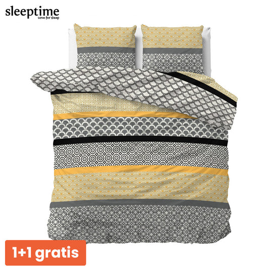 1+1 actie - Dekbedovertrek Chezka Grijs