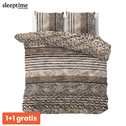 1+1 actie - Dekbedovertrek Cozy Panther Bruin