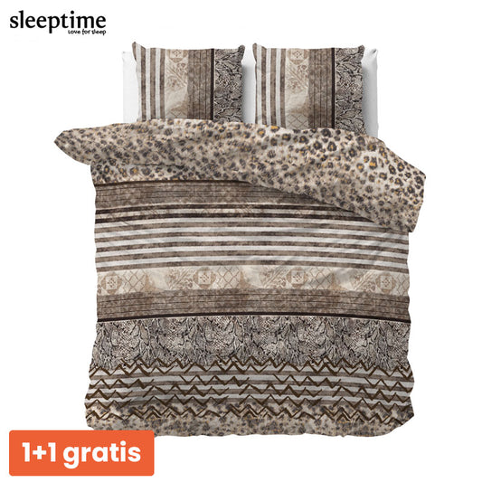 1+1 actie - Dekbedovertrek Cozy Panther Bruin