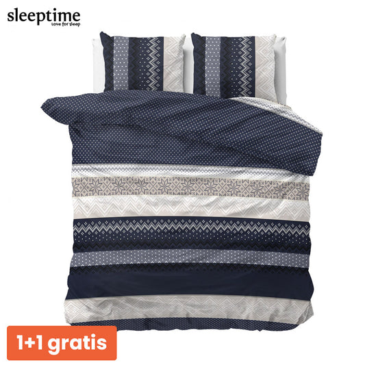 1+1 actie - Dekbedovertrek Elisabeth Navy