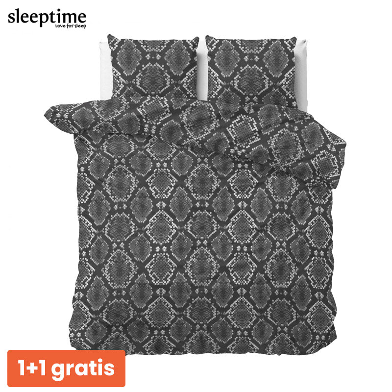 1+1 actie - Dekbedovertrek Riley Antraciet