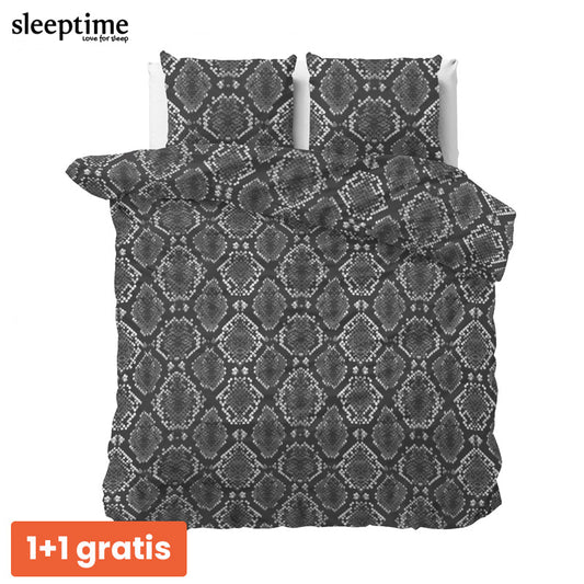 1+1 actie - Dekbedovertrek Riley Antraciet